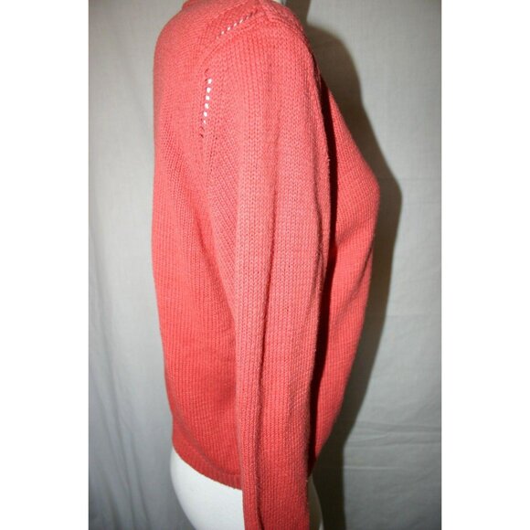 J.L. Plum Womens Button-Up Knit Cardigan Sweater Coral Size Medium - Picture 3 of 6